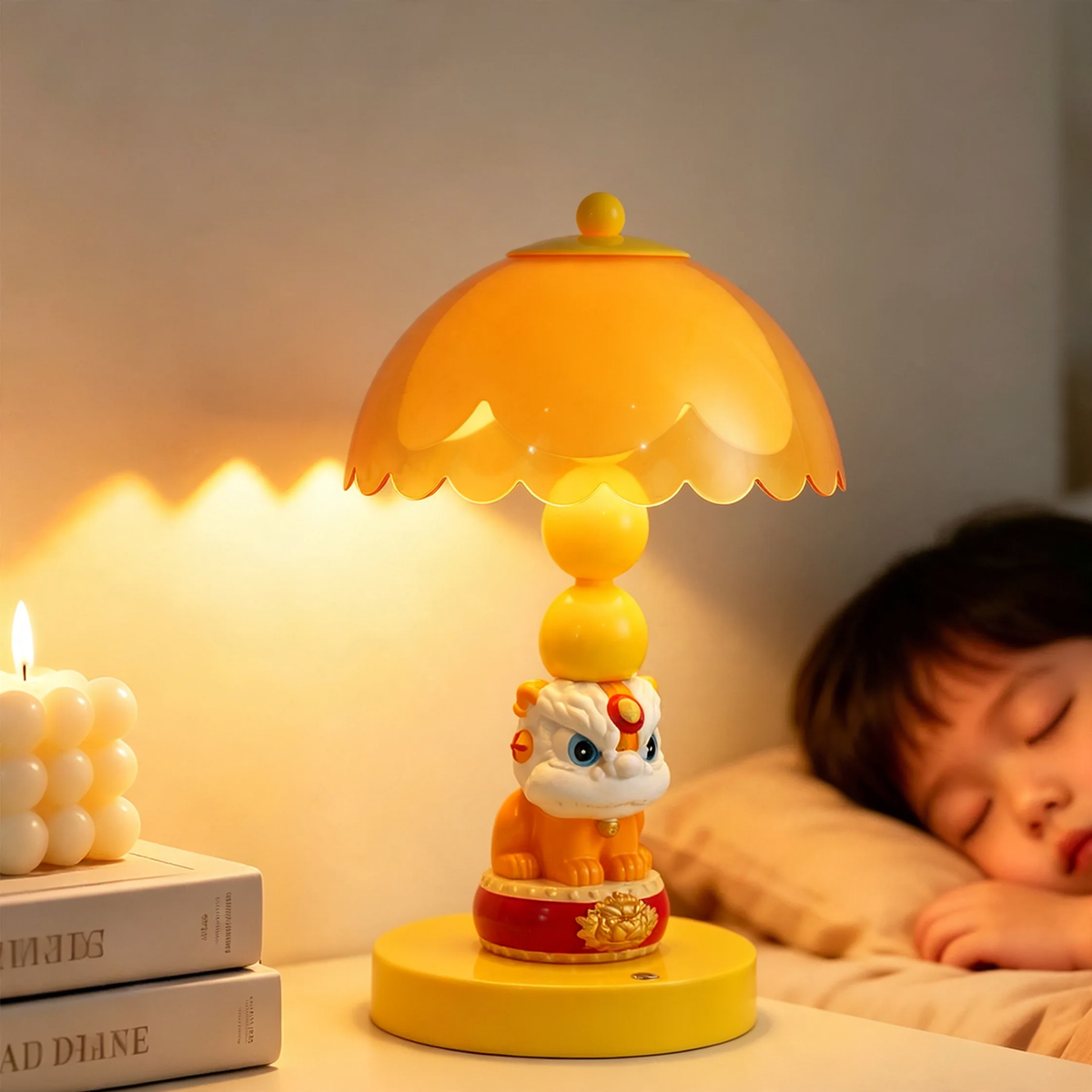 Chinesische Löwentanz-Pilz-Tischlampe