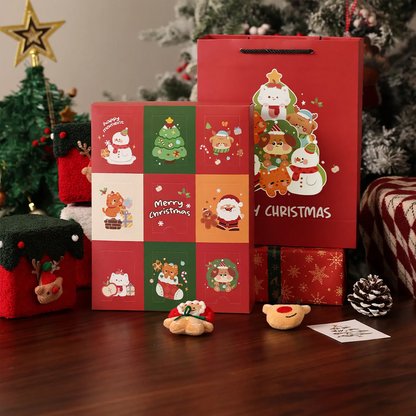 Weihnachts-Adventskalender-Geschenkbox, 24 Fächer, Stoff