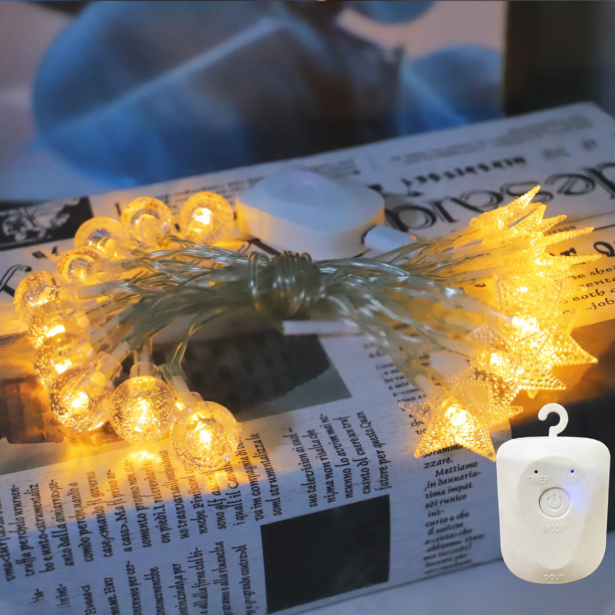 LED-Lichterkette mit Fernbedienung, wiederaufladbar