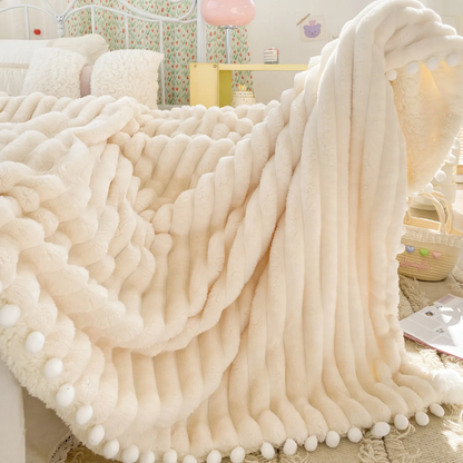 Wärmende Milchfaser-Fleece-Decke mit Lammfleece-Imitat