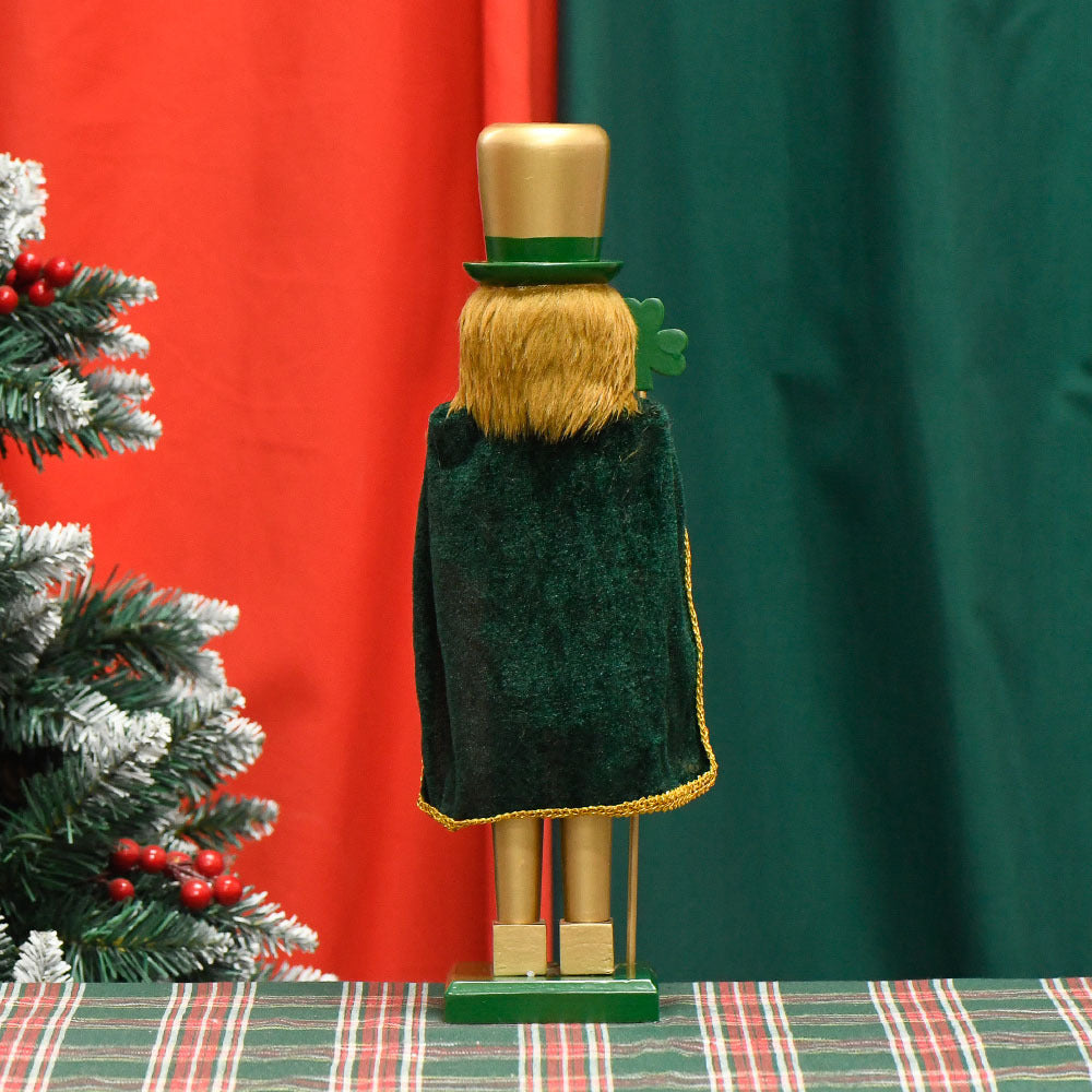 Nussknacker-Figur, 38 cm, Gold-Grün, Irisches Design