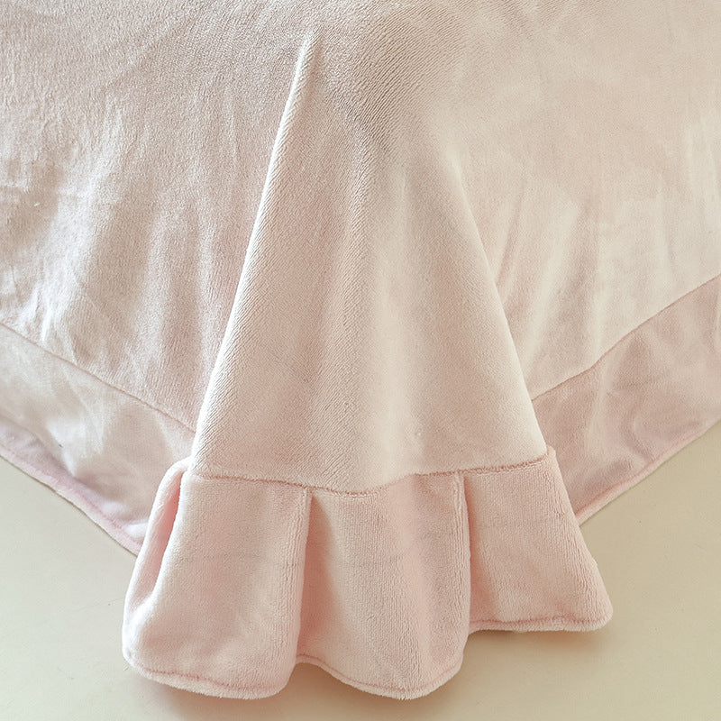 Milchfaser-Fleece Bettwäsche-Set, winterwarm, mit Spitzenbesatz