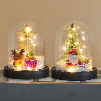 Mini-Weihnachtsbaum in Acryl-Glocke, beleuchtet, 13,5-21,5 cm