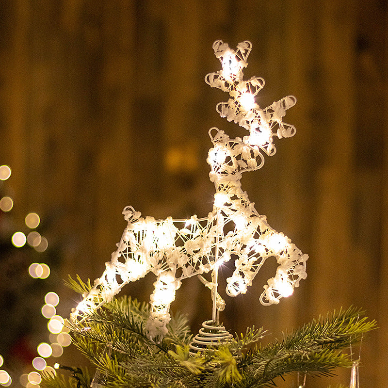 Beleuchteter Weihnachtsbaum-Spitzenstern aus Eisen