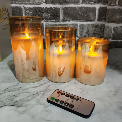 LED-Glas-Kerze mit Gold-Finish