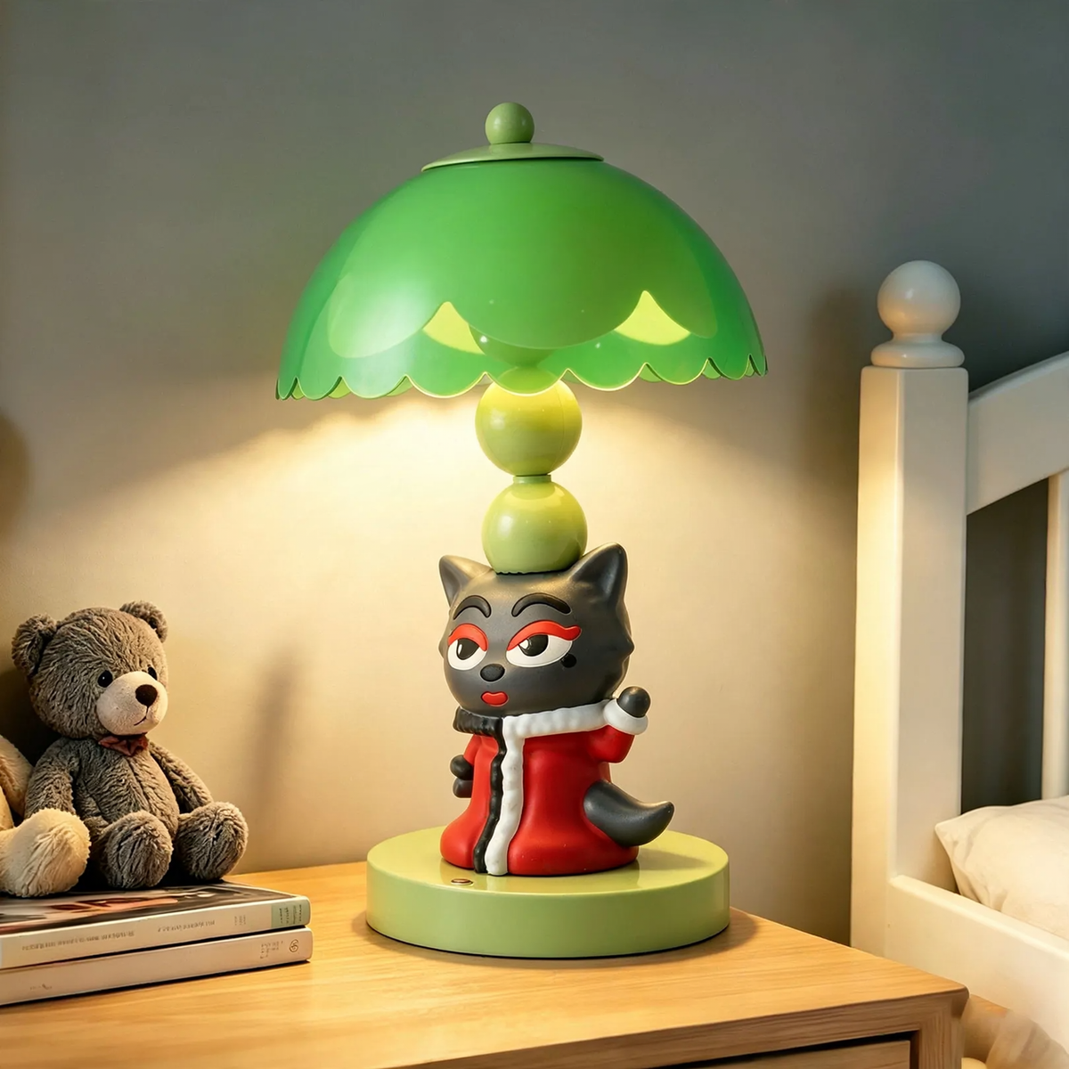 Cartoon Rote Wölfin Tischlampe