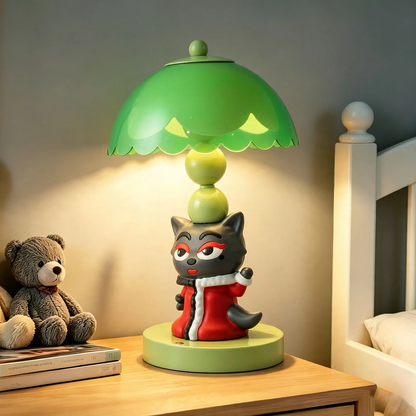 Cartoon Rote Wölfin Tischlampe