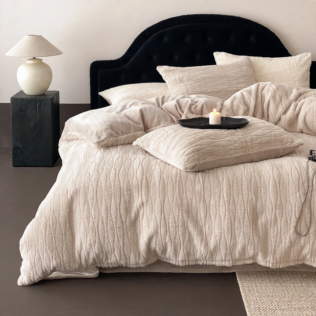 Luxuriöses Milchfaser-Fleece Bettwäsche-Set, einfarbig