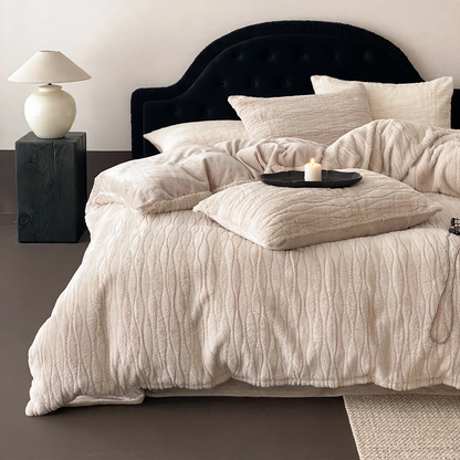Luxuriöses Milchfaser-Fleece Bettwäsche-Set, einfarbig