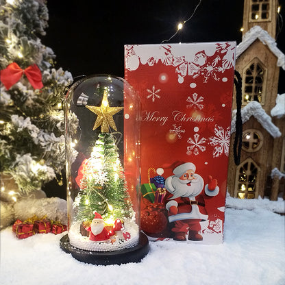 LED-Weihnachtsbaum in Glaskuppel mit Beleuchtung