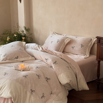 Milchfaser-Fleece Bettwäsche-Set, Blumenmuster, wärmend