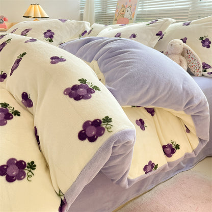 Gefüttertes Milchfaser-Fleece Bettwäsche-Set, beidseitig, diverse Motive