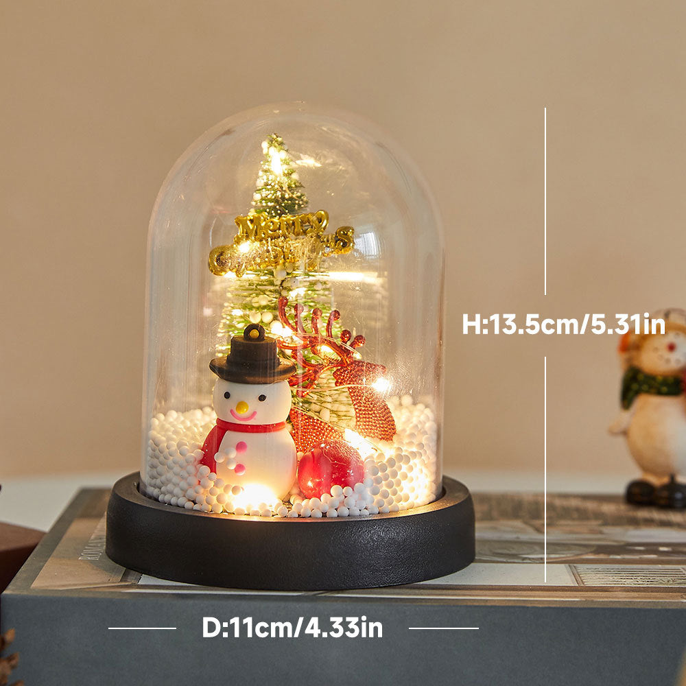 Mini-Weihnachtsbaum in Acryl-Glocke, beleuchtet, 13,5-21,5 cm