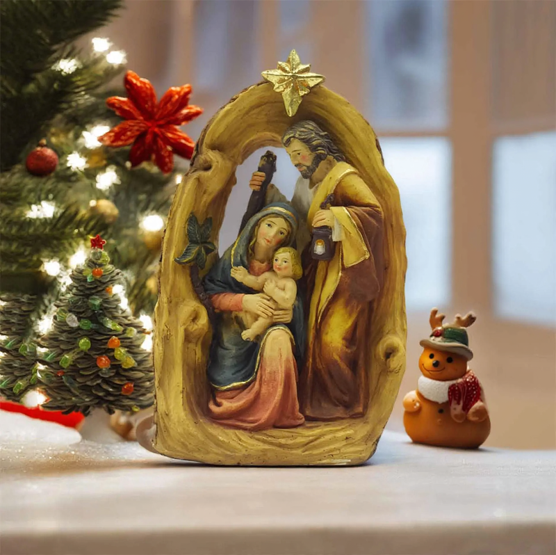 Heilige Familie Krippenfigur aus Kunstharz