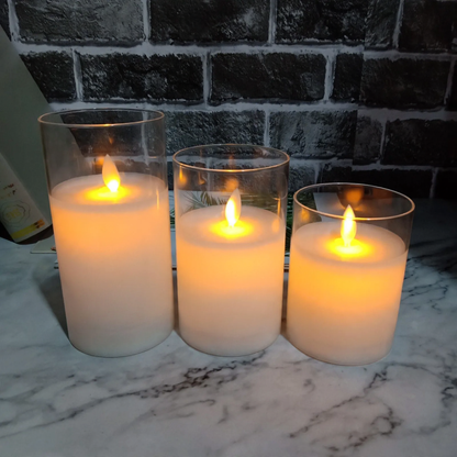 LED-Glas-Kerze mit Gold-Finish