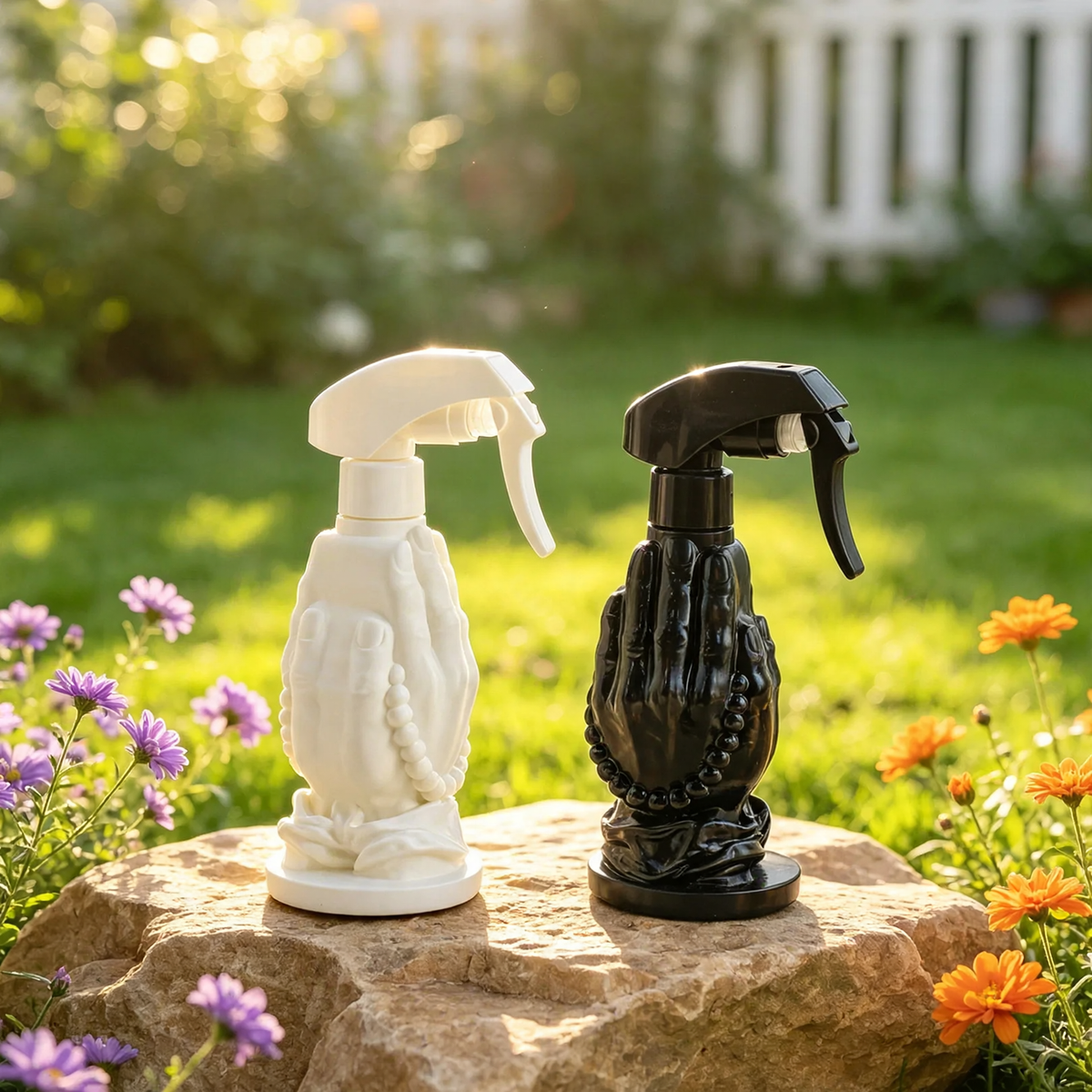 Zen-Gartenpflanzsprüher mit Blumenkopf