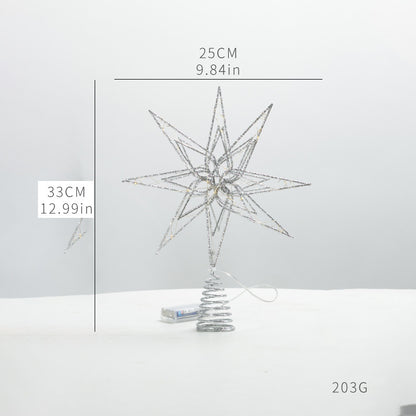 Beleuchteter Weihnachtsbaum-Spitzenstern aus Eisen