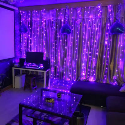 LED-Vorhang-Lichterkette mit USB-Anschluss und Fernbedienung
