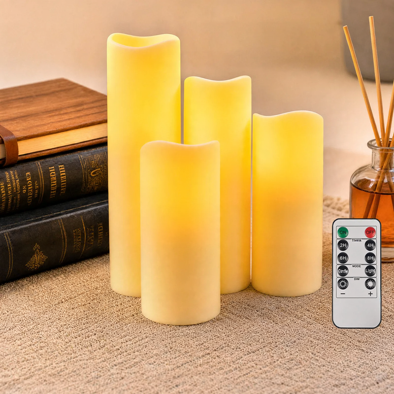 Wasserdichte LED-Echtwachs-Optik-Kerzen mit Fernbedienung