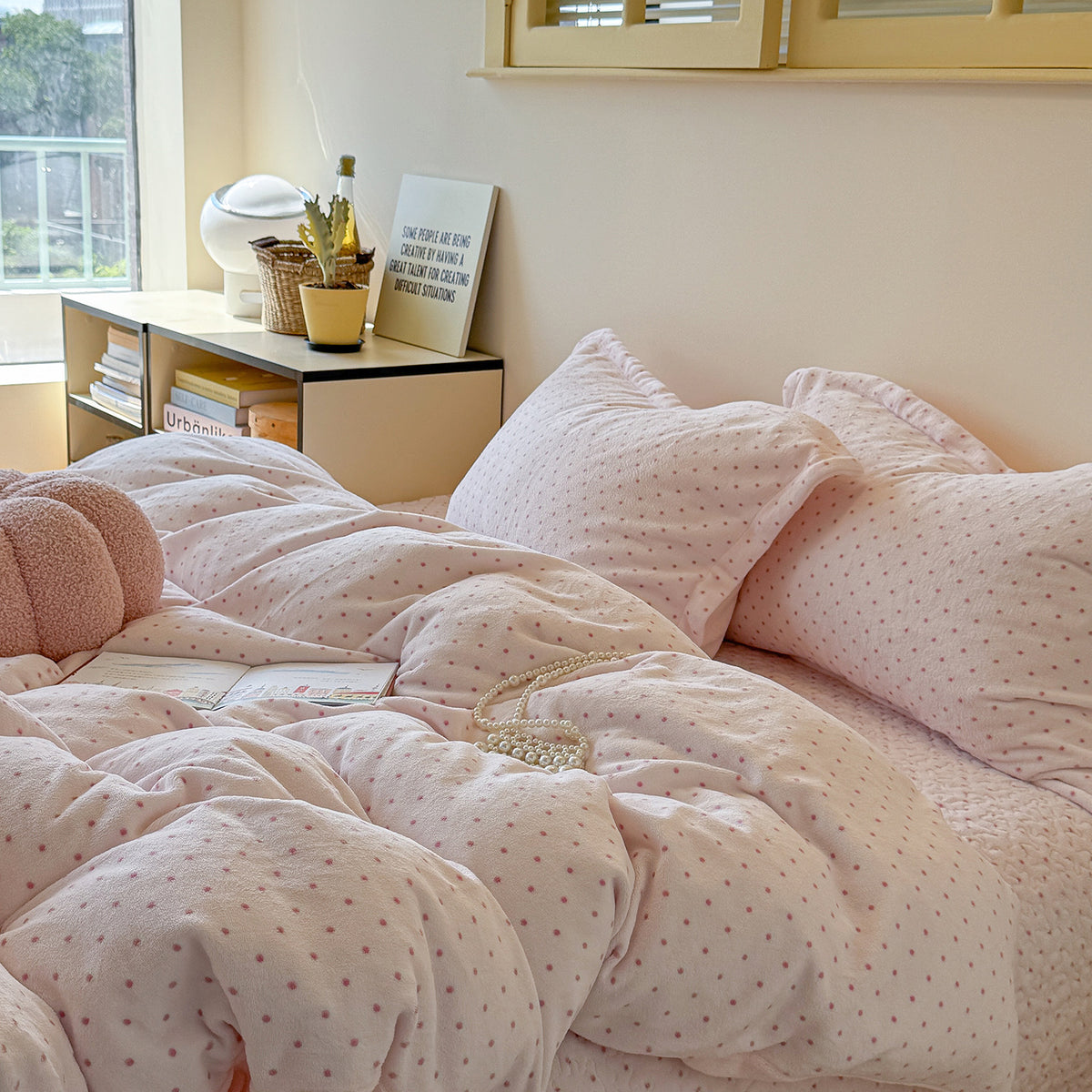 Milchfaser-Fleece Bettwäsche-Set mit Tagesdecke, winterwarm