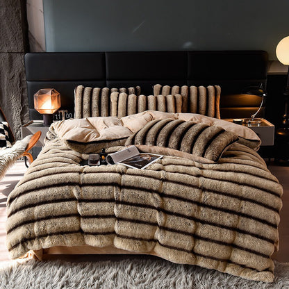 Milchfaser-Fleece Bettwäsche-Set, geometrisch, 4-teilig