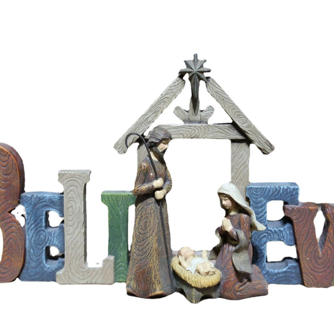 Dekorative Weihnachts-Krippenfigur aus Kunstharz