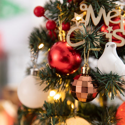 Mini-Weihnachtsbaum für den Tisch, rot-weiß, mit Beleuchtung