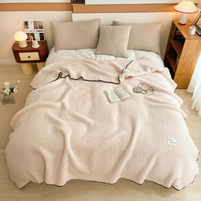 Doppelseitige Lammfleece-Decke mit Bubble-Struktur