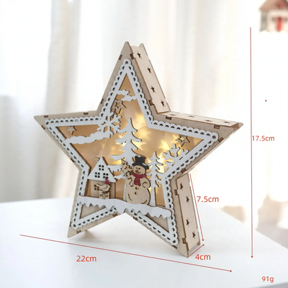 Beleuchtete Weihnachtsdekoration aus Holz
