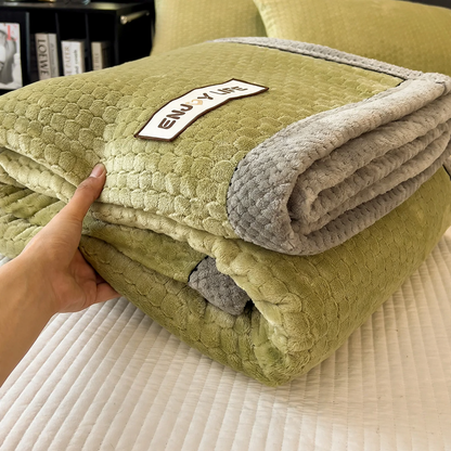 Doppelseitige Milchfaser-Fleece-Decke, warm und flauschig