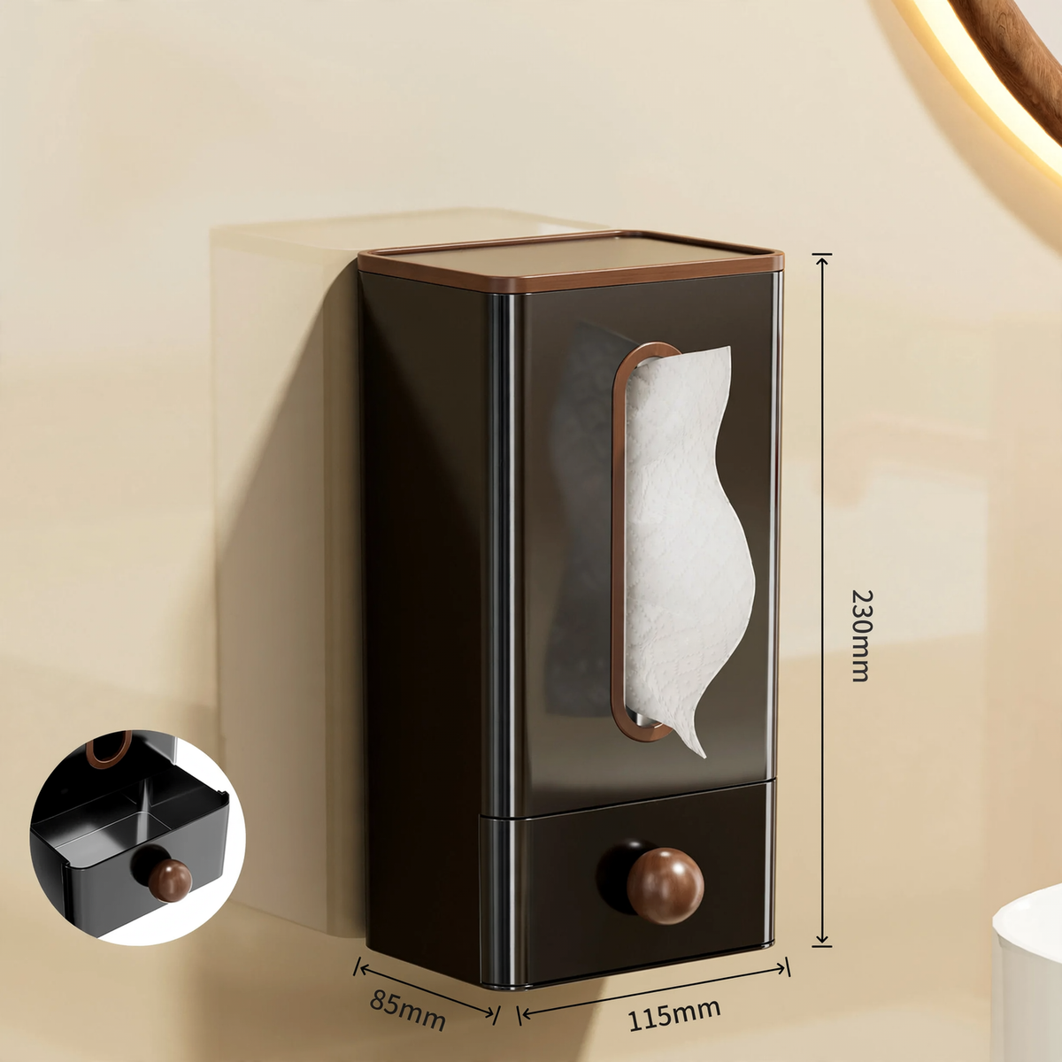 Wandmontierte Kosmetiktuchbox, Kunststoff