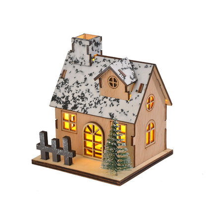 Beleuchtetes Holz-Weihnachtshaus mit LED
