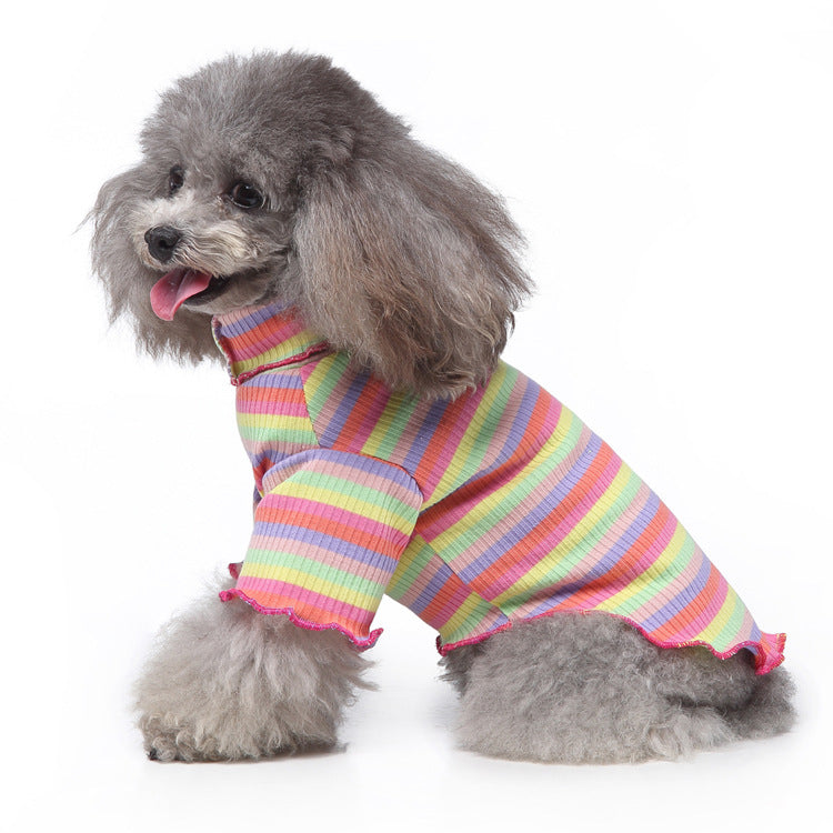Hochkragen-Sweatshirt für Hunde, Streifen, Polyester-Baumwolle