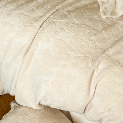 Milchfaser-Fleece Bettwäsche-Set, floral, 4-teilig