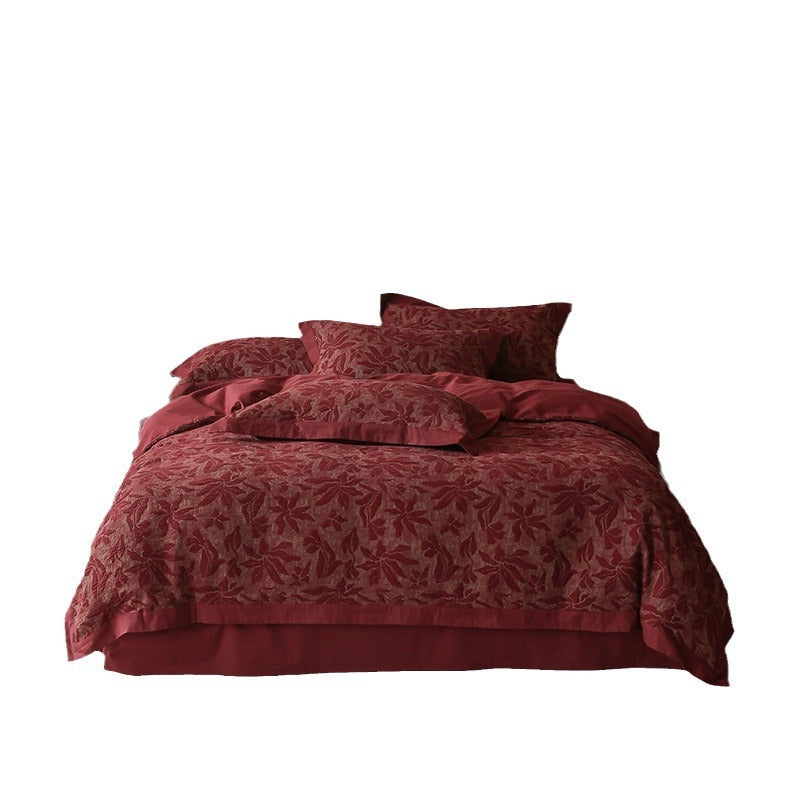 Baumwoll-Bettwäsche-Set, Jacquard-Webung, 4-teilig