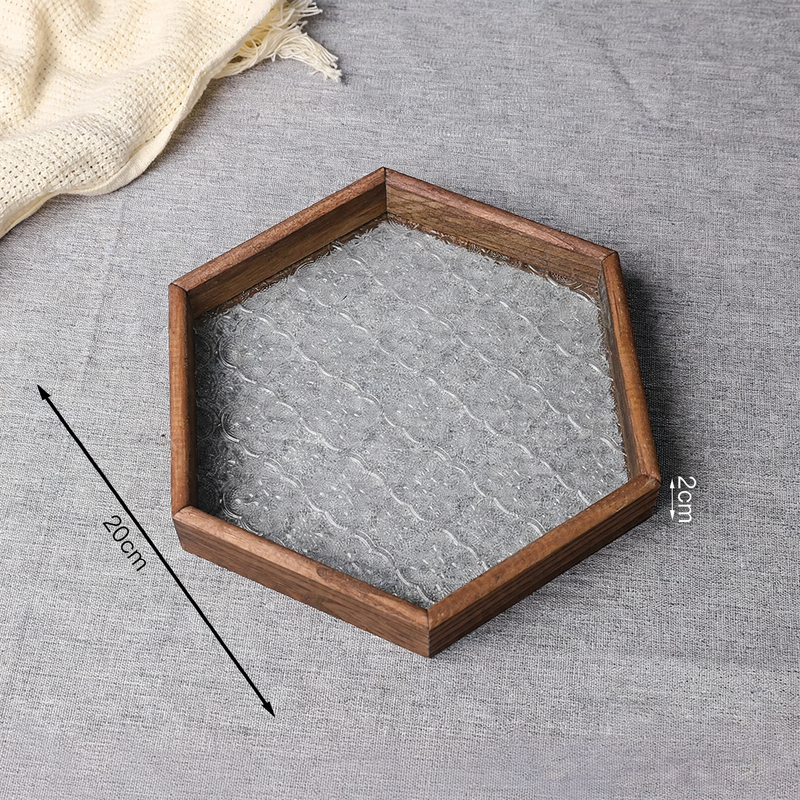 Holz-Glastablett mit Hawthorn-Muster, europäisch
