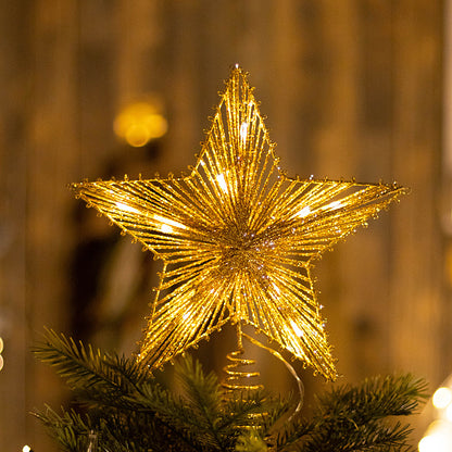 Beleuchteter Weihnachtsbaum-Spitzenstern aus Eisen