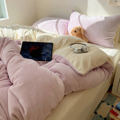 Winter-Bettwäsche-Set aus Milchfaser-Fleece, doppelseitig