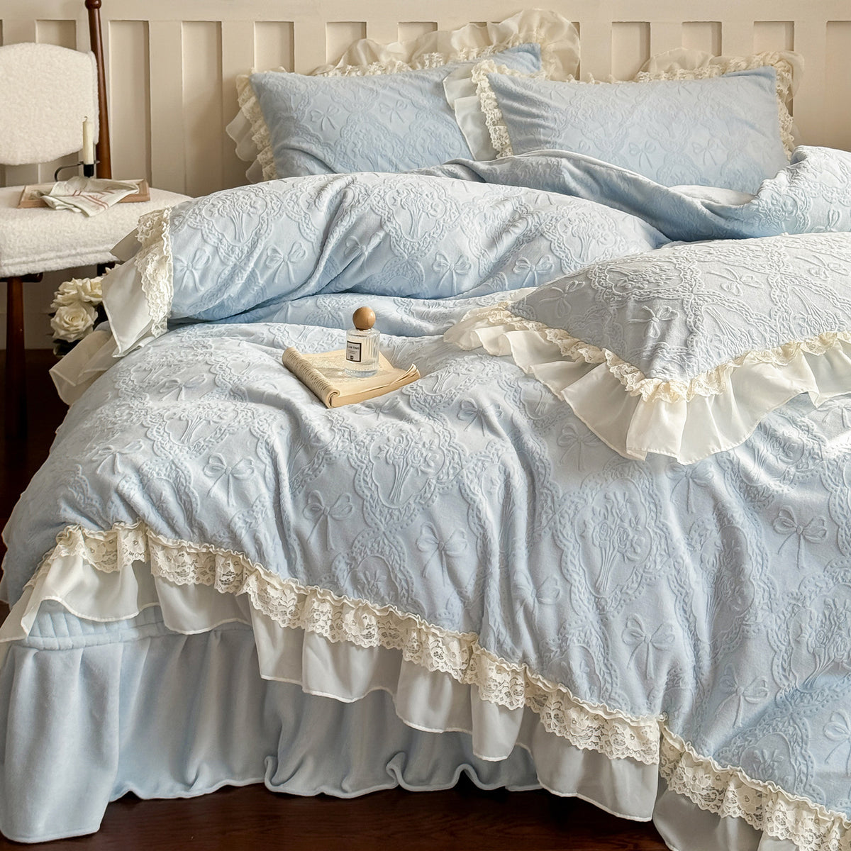 Milchfaser-Fleece Bettwäsche-Set im französischen Stil