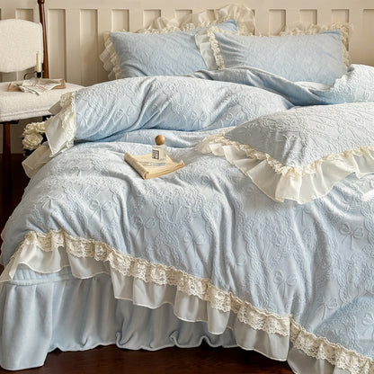 Milchfaser-Fleece Bettwäsche-Set im französischen Stil