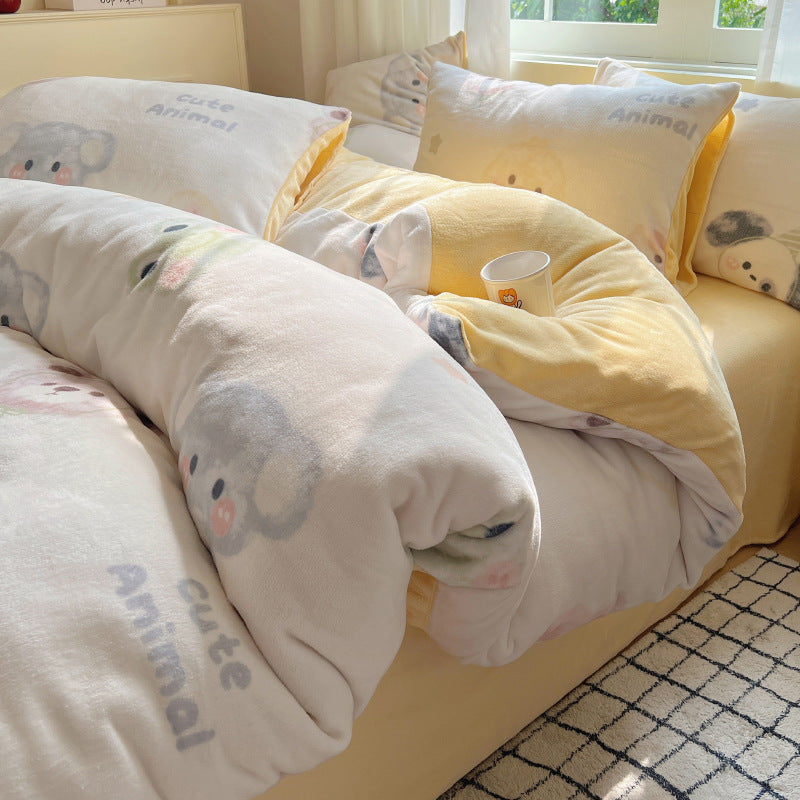 Milchfaser-Fleece Bettwäsche-Set, winterwarm