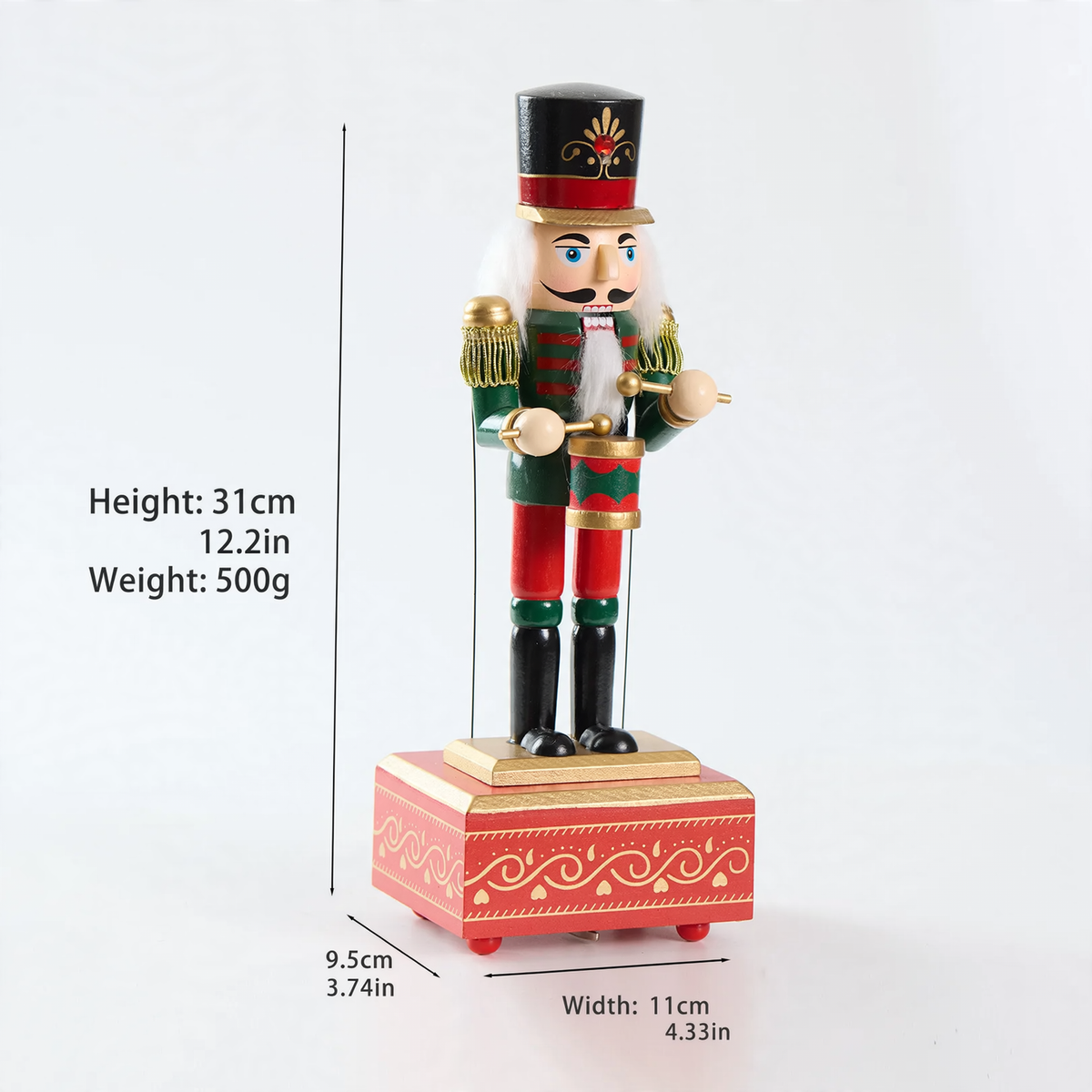 Nussknacker-Spieluhr, 31 cm, Holz
