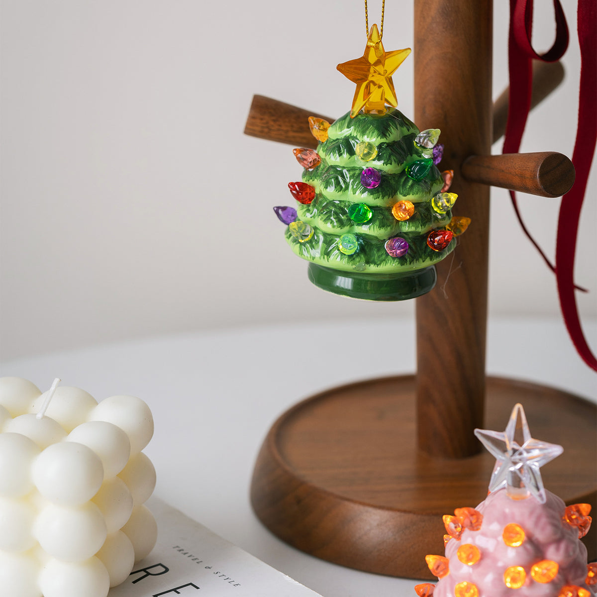 Keramik-Weihnachtsbaum-Nachtlicht, 9,2 cm