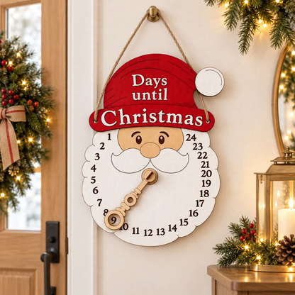 Weihnachts-Countdown-Schild aus Holz