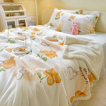 Flauschige Milchfaser-Fleece Wohndecke, winterwarm