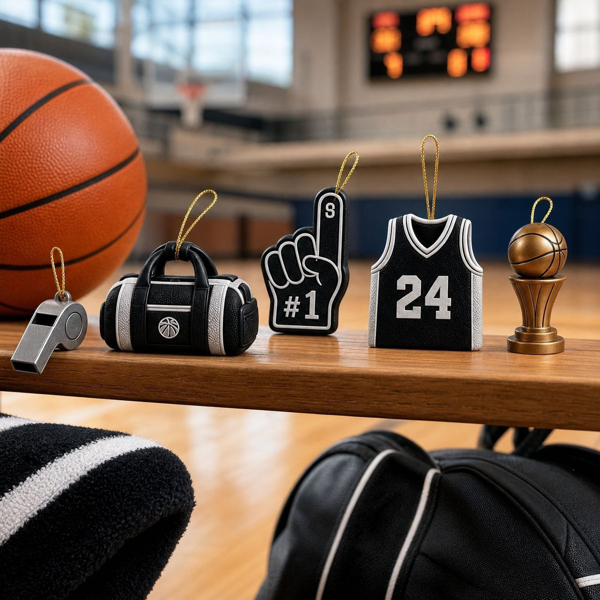 Weihnachts-Adventskalender aus Acryl, Basketball-Design