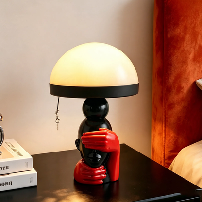 Kreative Pilz-Tischlampe mit Zugschalter
