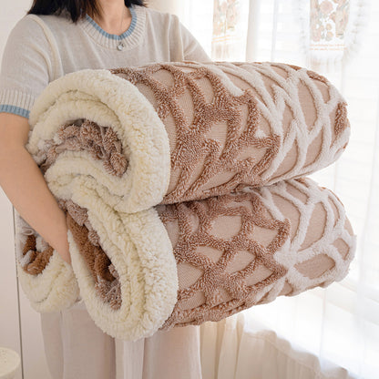 Warme Doppel-Kuscheldecke mit Lammfleece-Imitat