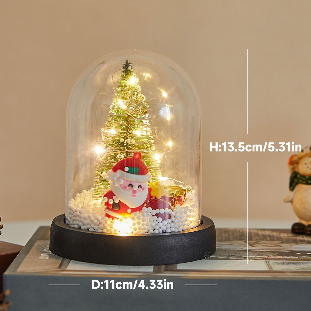 Mini-Weihnachtsbaum in Acryl-Glocke, beleuchtet, 13,5-21,5 cm