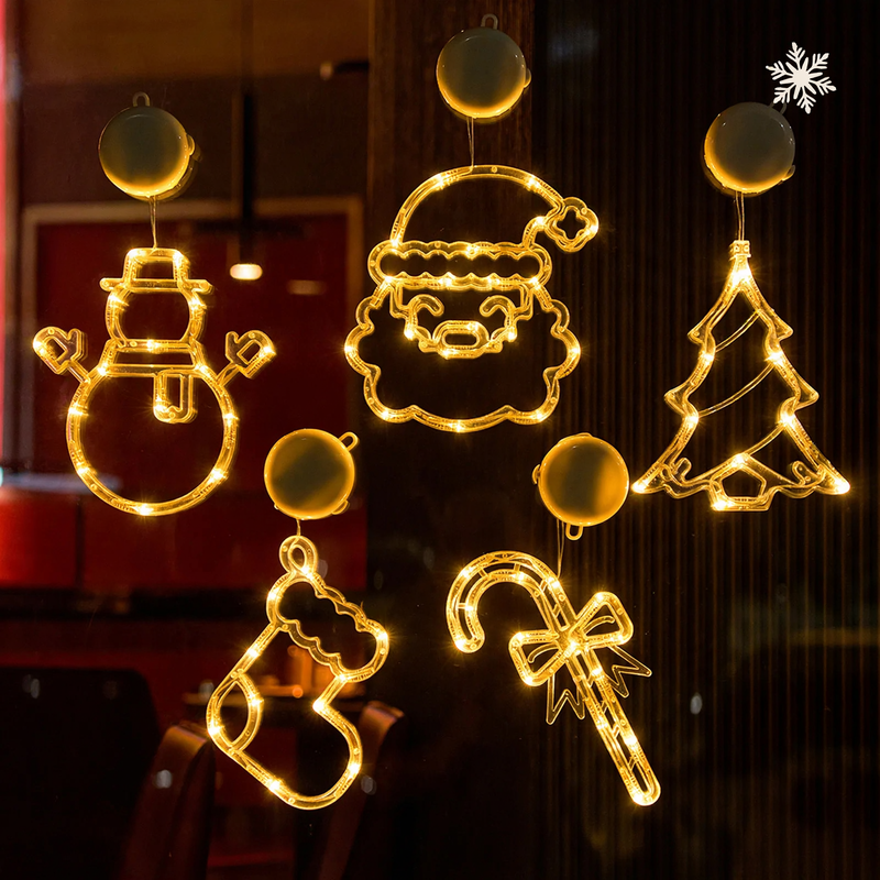 LED-Fensterleuchte mit Saugnapf, weihnachtliches Design